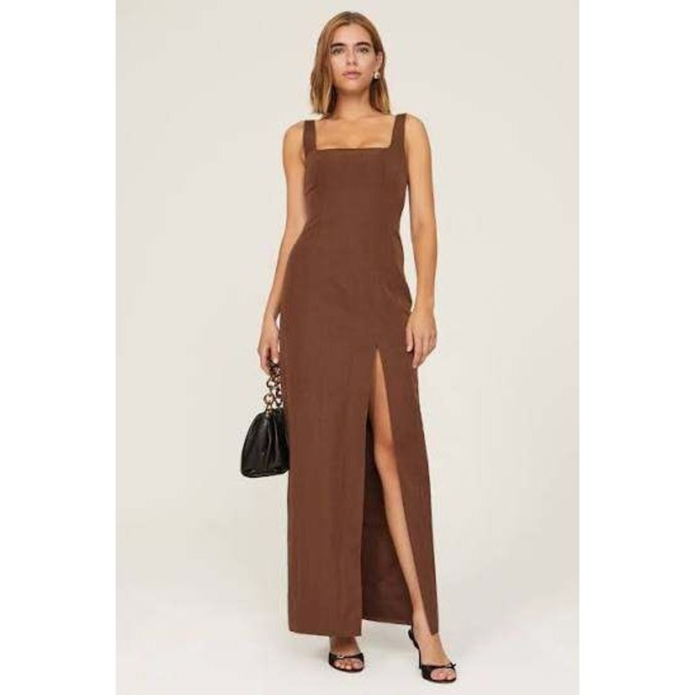 STAUD Portriat Dress Chocolate 4 NWT